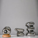 Axyaa Silver Pebble Ceramic Vase Geometric Floral Arrangement Terrarium Accessory