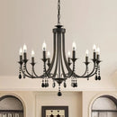 Axyaa Black Metal Crystal Chandelier Living Room LED Lamparas Home Lighting