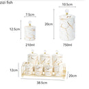 Axya Marbled Ceramic Food Storage Jar with Metal Base Rack