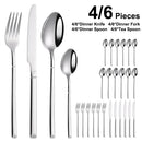 Axyaa 24-Piece Stainless Steel Cutlery Set | Elegant Mirror Finish Western Dinnerware
