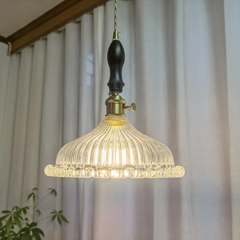 Axyaa Modern Wood Handle LED Pendant Light Fixtures for Dining Room