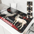 Axyaa Christmas Tree Kitchen Drain Pad: Absorbent, Anti-Slip, Quick Dry.
