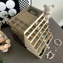 Axyaa 7-Layer Jewelry Organizer with Grids, Drawer, and Display Rack