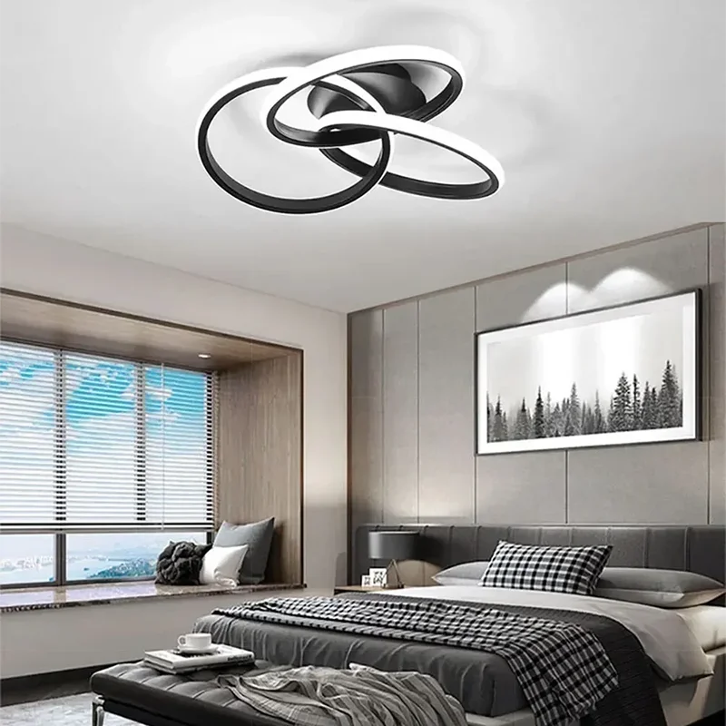 Axyaa Shamrock LED Ceiling Light Black Gold Modern Lamps for Home Decor