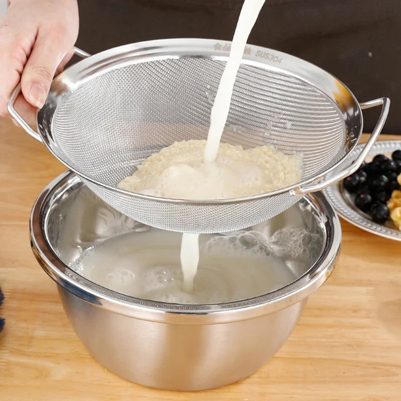 Axyaa Stainless Steel Flour Sieve Double Handle Food Filter Strainer Skimmer