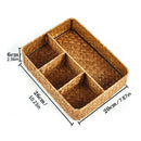 Axyaa 4 Grids Wicker Storage Box: Handmade Organizer for Jewelry, Stationery, and More