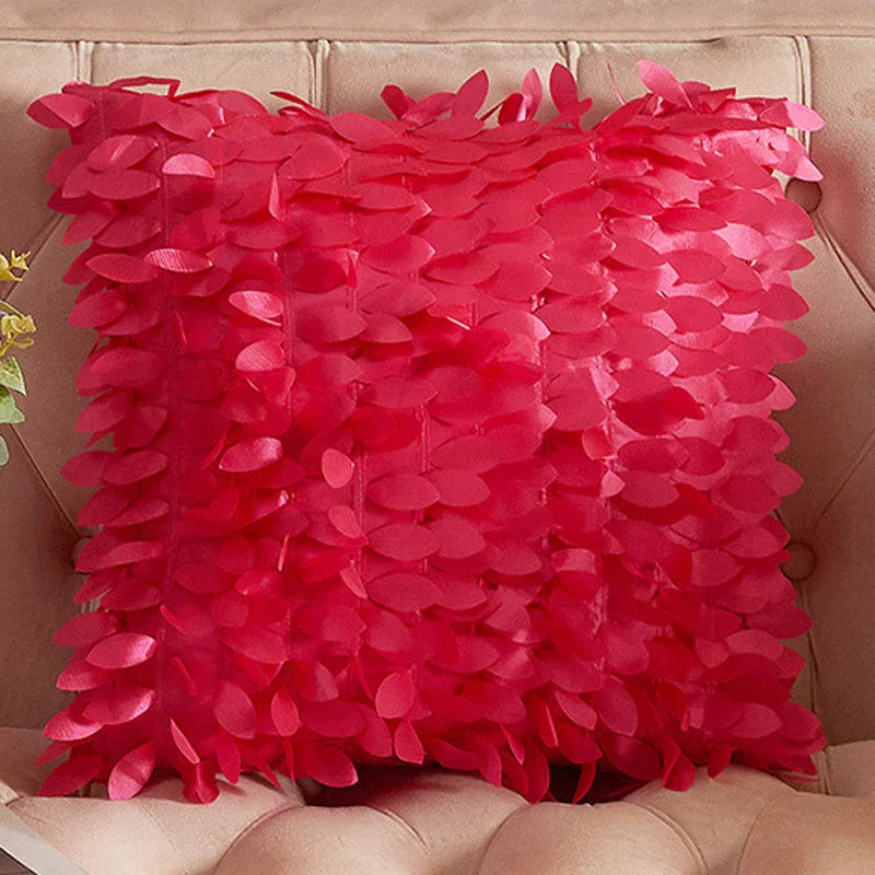 Axyaa Soft Leaf Satin Sofa Cushion Cover for Wedding Party Decoration