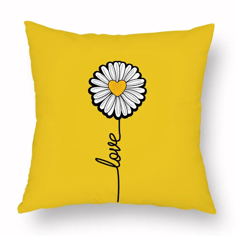 Axyaa Yellow Daisy Peach Skin Pillowcase