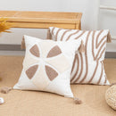 Axyaa Geometric Coffee Tassel Cushion Cover 45x45cm for Sofa, Couch, Bed
