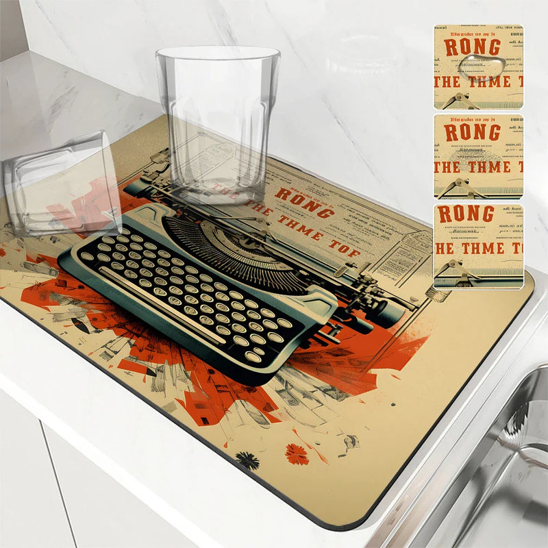 Axyaa Square Coffee Table Drain Pad - Absorbent & Anti-Slip Kitchen Mat