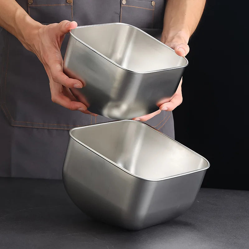 Axyaa Stainless Steel Korean BBQ Veggie Bucket Slanting Bowl, Large Capacity Kitchen Tableware