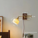Axyaa Walnut Ceramic LED Wall Lamp Copper Arm Rotate Pull Chain Switch Mirror Light