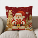 Axyaa Snowman & Christmas City Decor Pillow Cover for Sofa, Bedroom, Car