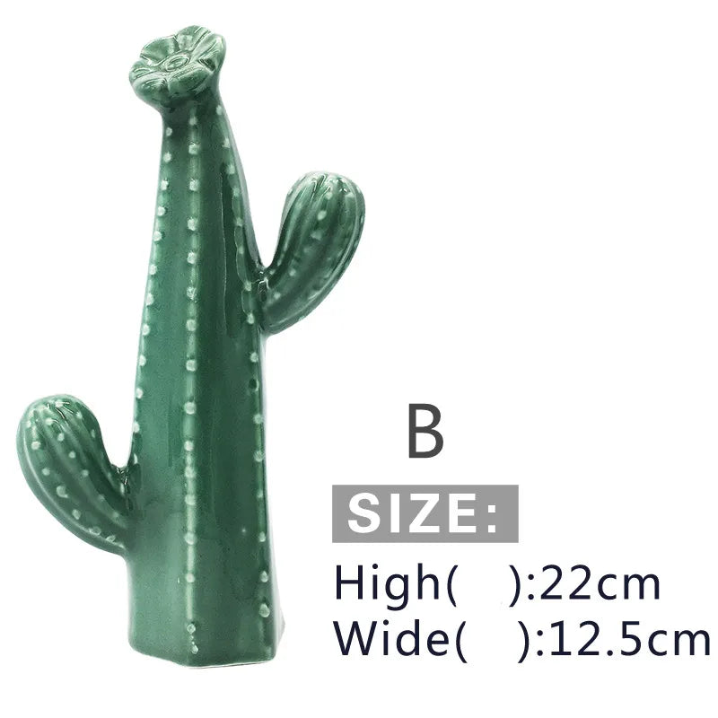 Axya 2024 Ceramic Cactus Aesthetic Green Ornaments for Home Décor