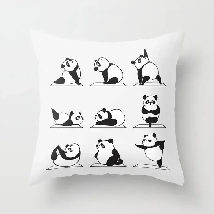Axyaa Yoga Panda & Avocado Cartoon Animal Throw Pillow Bundle