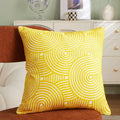 Axyaa Fern Leaves Embroidery Pillow Cover 45x45cm Blue Yellow Grey Square Decor