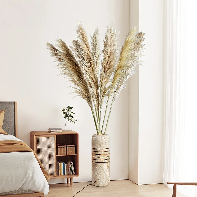 Axyaa Travertine Floor Lamp with LED Lighting for Home Decor