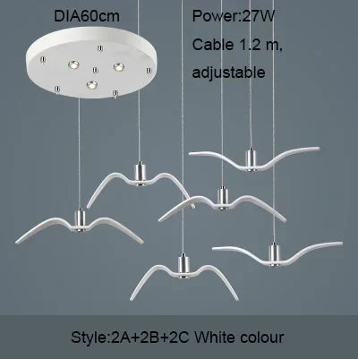 Axyaa Nordic Seagull Chandelier: Resin Brokis Night Birds Pendant Lamp
