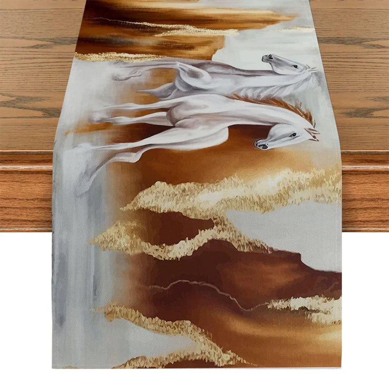 Axyaa Horse Flower Table Runner: Elegant Dining Decor for Holiday Parties