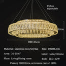 Axyaa Modern Crystal Round Chandelier Light Pendant Golden Chrome LED Circlet