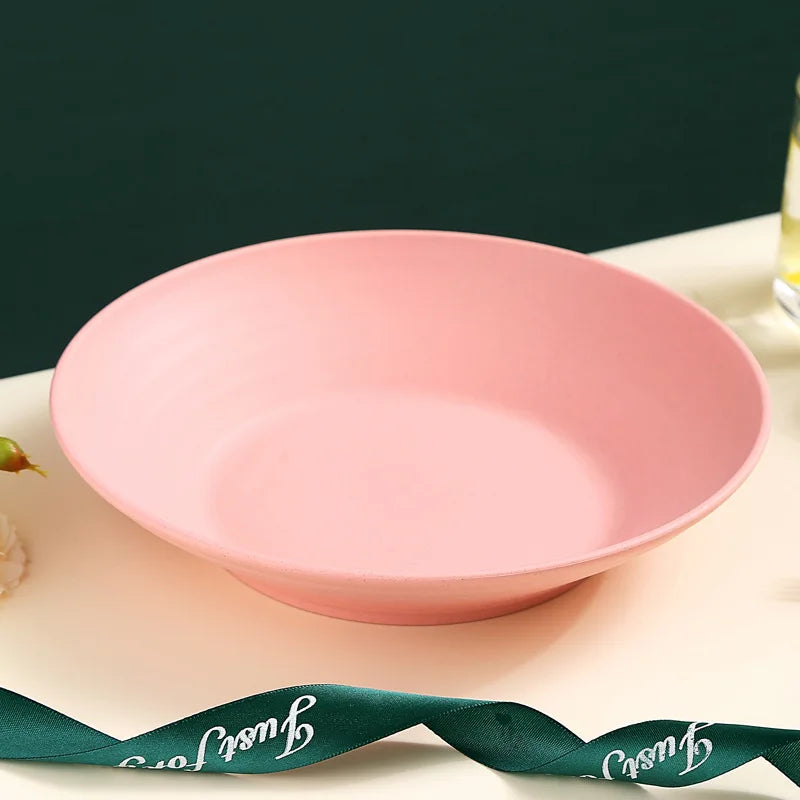 Axyaa Wheat Straw Soup Bowl Plastic Tableware, Microwavable Dinner Plate, Kitchen Utensils
