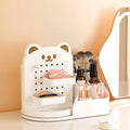 Axyaa Bear Desktop Organizer: 360° Rotating Storage Drawer for Stationery, Cosmetics, and Lipstick