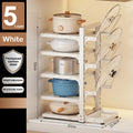 Adjustable Pot Holder with Storage Shelf for Pots, Lids, Pans, and Seasoning Bottles by Axyaa