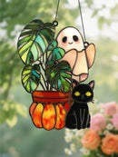 Axyaa Ghost Cat Pumpkin Wall Decor Acrylic Hanging Ornament Home Garden Gift