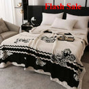 Axyaa European Cotton Fleece Blanket - Double-Layer Jacquard Sofa Blanket for All Seasons