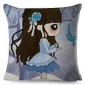 Axyaa Beautiful Girl Pattern Linen Pillowcase for Living Room and Bedroom