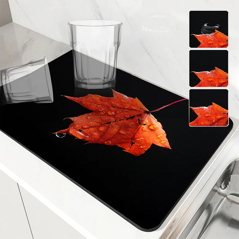 Axyaa Autumn Maple Leaf Absorbent Drying Mat