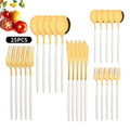 Axyaa Black Silver Cutlery Set for 5 - Stainless Steel Flatware Dinnerware