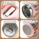Axyaa Flower Pattern Stainless Steel Braised Flask with Folding Spoon