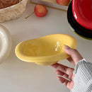 Axyaa Wave Salad Bowl Saucer - Creamy Color, Ins Style, Dishwasher Safe, Dessert Snack