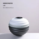 Axyaa Ceramic Vase: Black & White Color-Blocked Flower Arrangement, Desktop Display