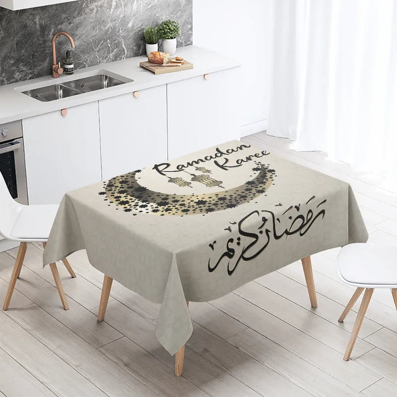 Axyaa Eid Mubarak Mosque Tablecloth: Waterproof, Anti-fouling, Islamic Home Decor