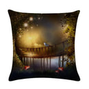 Axyaa Mushroom Fairy Tale Garden Linen Pillowcase for Sofa Seat Decor