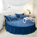 Axyaa Coral Velvet Round Bed Sheet 200-220cm Diameter, Flannel, Winter