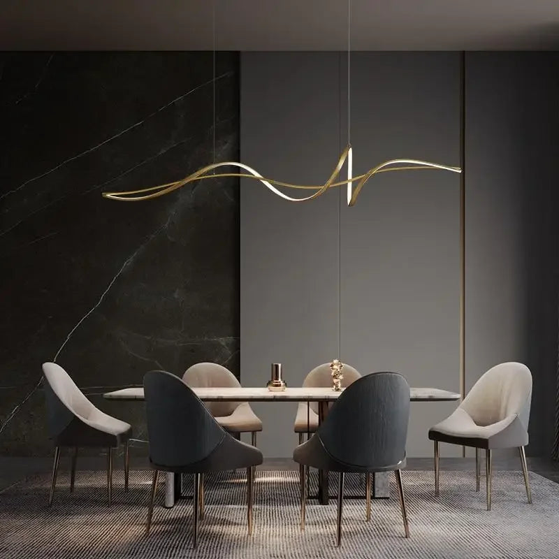 Axyaa Dining Island LED Chandelier: Modern Aluminum Design for Indoor Lighting