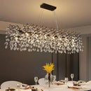 Axyaa Modern Black Branch Rectangular Raindrop Chandelier, G9 Base Tri Color Light