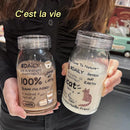 Axyaa Kawaii Cat Glass Cup 450ml - Heat Resistant, BPA-Free, Cute Design