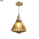 Axyaa Diamond Amber Glass LED Pendant Lights - Nordic Modern Hanging Lamp