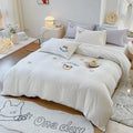 Axyaa Cute Bear & Sheep Embroidery Bedding Set | Soft Skin-Friendly Duvet Cover Set