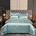 Axyaa Satin Jacquard Embroidered 4-Piece Bedding Set