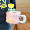 Axyaa Hand-Painted Flower Ceramic Tea Cup - Creative Gift for Her