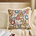 Axyaa Floral Cotton Linen Throw Pillowcase - 45x45 Jacquard Cushion Cover