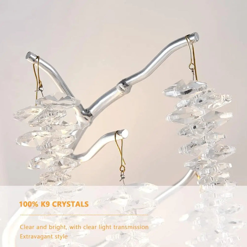 Axyaa Silver Crystal Ceiling Chandelier Light - Bedroom Living Room Kitchen Dining Chrome