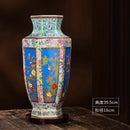 Axyaa Hexagonal Ceramic Flower Bird Vase Colorful Enamel Antique Home Decor