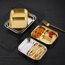 Axyaa Stainless Steel Divided Tray Dinner Plates for Restaurant Tableware Snack Dish