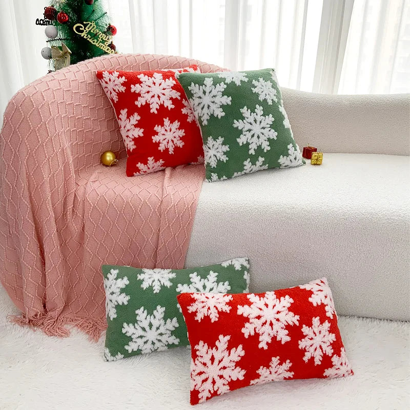 Axyaa Soft Snowflakes Cushion Cover Christmas Decoration Red Green 45x45cm 30x50cm